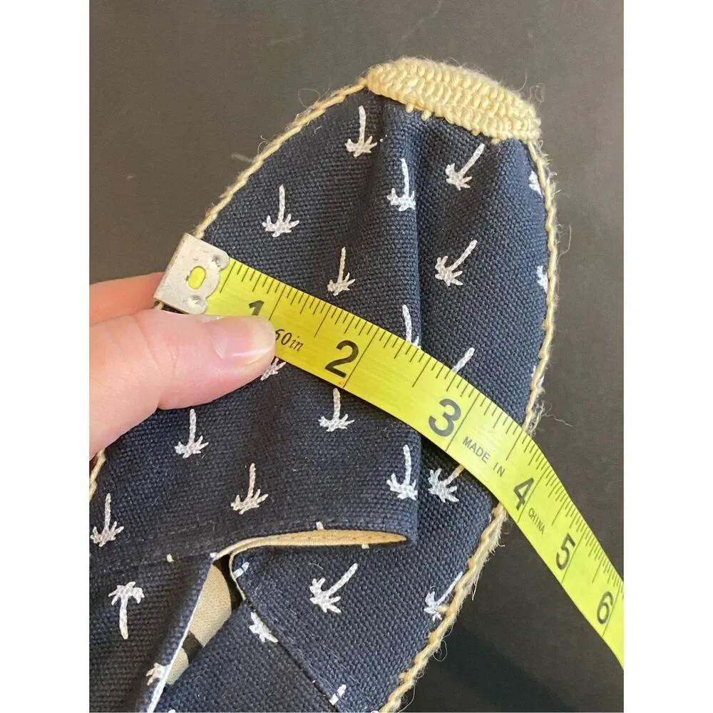 Sam Edelman Navy Palm Tree Espadrille Sandal Flats Size 8